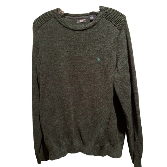 Vintage Izod Crewneck Golf Sweater Mens Sz Large Green /Navy Blue - Picture 1 of 4